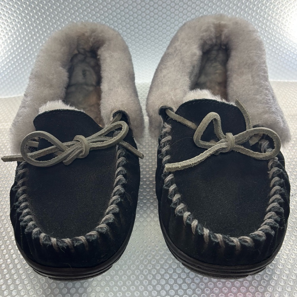 L.L. Bean Black and Gray Women's Wicked Good Moccasins